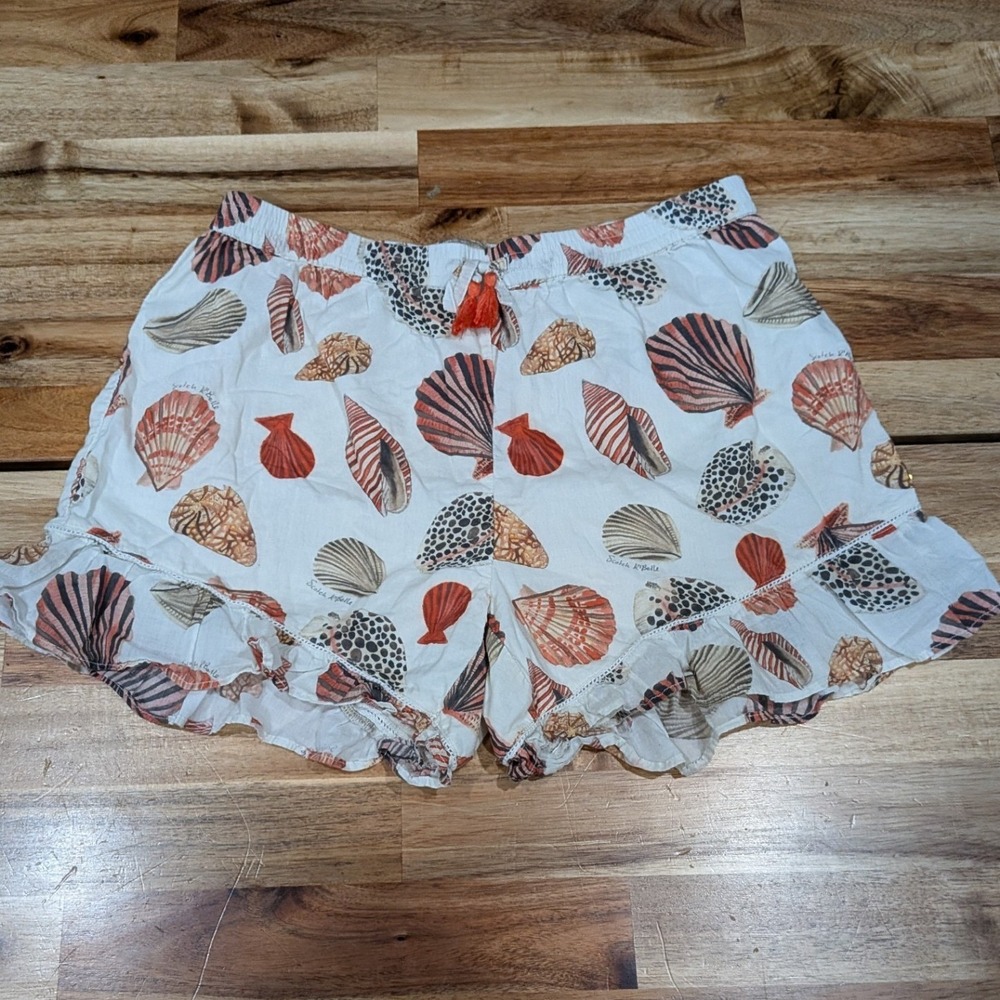 Scotch & Soda Girls Shorts 14 Shell Print Ruffle Coastal Beach Vacation Cotton